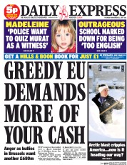 Daily Express Newspaper Front Page (UK) for 20 November 2014