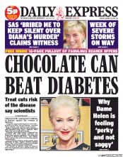 Daily Express Newspaper Front Page (UK) for 20 January 2014