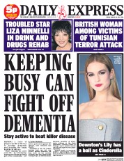 Daily Express (UK) Newspaper Front Page for 20 March 2015