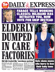 Daily Express (UK) Newspaper Front Page for 20 April 2015
