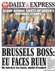 Daily Express (UK) Newspaper Front Page for 20 April 2016