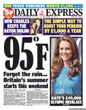 Daily Express (UK) Newspaper Front Page for 20 July 2012