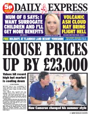 Daily Express (UK) Newspaper Front Page for 20 August 2014