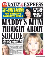 Daily Express Newspaper Front Page (UK) for 20 September 2013