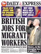 Daily Express Newspaper Front Page (UK) for 21 November 2014