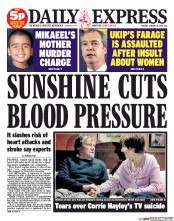 Daily Express Newspaper Front Page (UK) for 21 January 2014