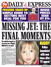 Daily Express Newspaper Front Page (UK) for 21 March 2014