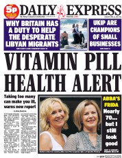 Daily Express (UK) Newspaper Front Page for 21 April 2015