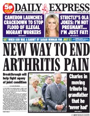 Daily Express Newspaper Front Page (UK) for 21 May 2015