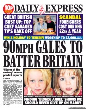 Daily Express Newspaper Front Page (UK) for 22 October 2013
