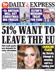 Daily Express (UK) Newspaper Front Page for 22 December 2014