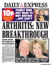 Daily Express (UK) Newspaper Front Page for 22 February 2013