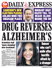 Daily Express (UK) Newspaper Front Page for 22 April 2015