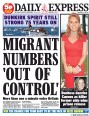 Daily Express (UK) Newspaper Front Page for 22 May 2015
