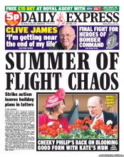 Daily Express (UK) Newspaper Front Page for 22 June 2012