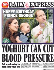 Daily Express Newspaper Front Page (UK) for 22 July 2014
