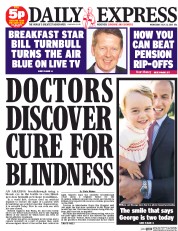 Daily Express (UK) Newspaper Front Page for 22 July 2015