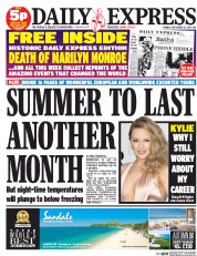 Daily Express (UK) Newspaper Front Page for 22 September 2014