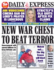 Daily Express (UK) Newspaper Front Page for 23 November 2015