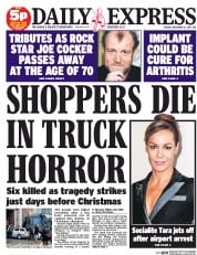 Daily Express (UK) Newspaper Front Page for 23 December 2014