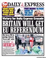 Daily Express (UK) Newspaper Front Page for 23 January 2013