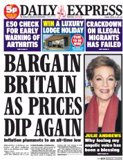 Daily Express Newspaper Front Page (UK) for 23 March 2015