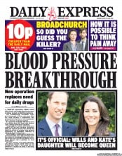 Daily Express (UK) Newspaper Front Page for 23 April 2013