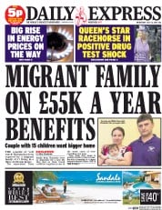 Daily Express Newspaper Front Page (UK) for 23 July 2014