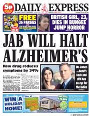 Daily Express (UK) Newspaper Front Page for 23 July 2015