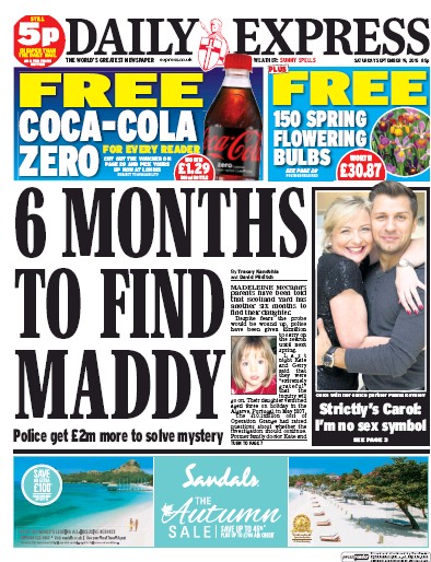 Daily Express Newspaper Front Page (UK) for 23 September 2015