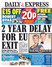 Daily Express (UK) Newspaper Front Page for 23 September 2017
