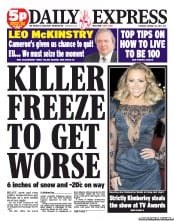 Daily Express (UK) Newspaper Front Page for 24 January 2013