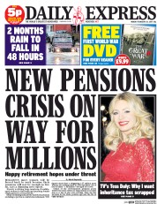 Daily Express Newspaper Front Page (UK) for 24 February 2014