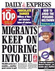 Daily Express (UK) Newspaper Front Page for 24 February 2016