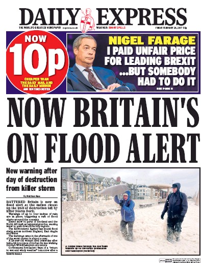 Daily Express Newspaper Front Page (UK) for 24 February 2017