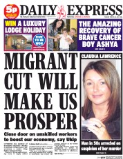 Daily Express (UK) Newspaper Front Page for 24 March 2015