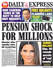 Daily Express (UK) Newspaper Front Page for 24 April 2015