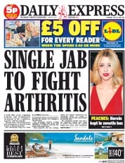Daily Express Newspaper Front Page (UK) for 24 July 2014