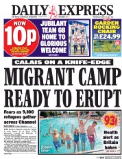 Daily Express (UK) Newspaper Front Page for 24 August 2016