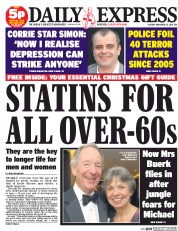 Daily Express Newspaper Front Page (UK) for 25 November 2014