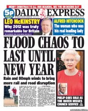 Daily Express (UK) Newspaper Front Page for 25 December 2012