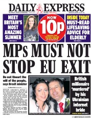 Daily Express (UK) Newspaper Front Page for 25 January 2017