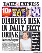 Daily Express (UK) Newspaper Front Page for 25 April 2013