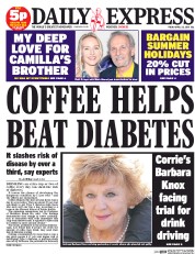 Daily Express (UK) Newspaper Front Page for 25 April 2014