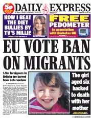 Daily Express Newspaper Front Page (UK) for 25 May 2015