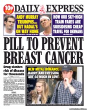 Daily Express Newspaper Front Page (UK) for 25 June 2013