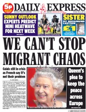 Daily Express (UK) Newspaper Front Page for 25 June 2015