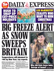 Daily Express (UK) Newspaper Front Page for 26 December 2014