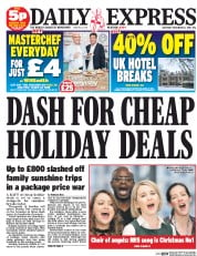 Daily Express (UK) Newspaper Front Page for 26 December 2015