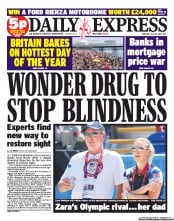 Daily Express Newspaper Front Page (UK) for 26 July 2012